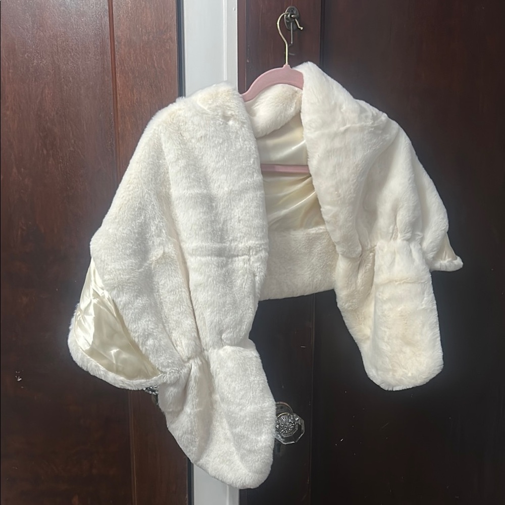 Kids White Faux Fur Jacket